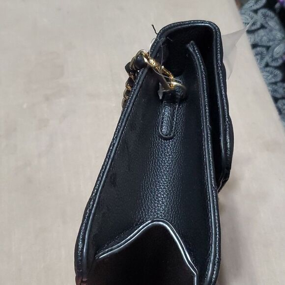 GRACE ELIZABETH Black Handbag Cross Body Purse / Gold Metal Cross Body Strap New - Picture 4 of 9